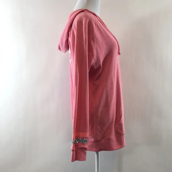Victoria's Secret Pink‎ Love Hoodie Sweatshirt Womens Small Sequins Pullover - Picture 2 of 14